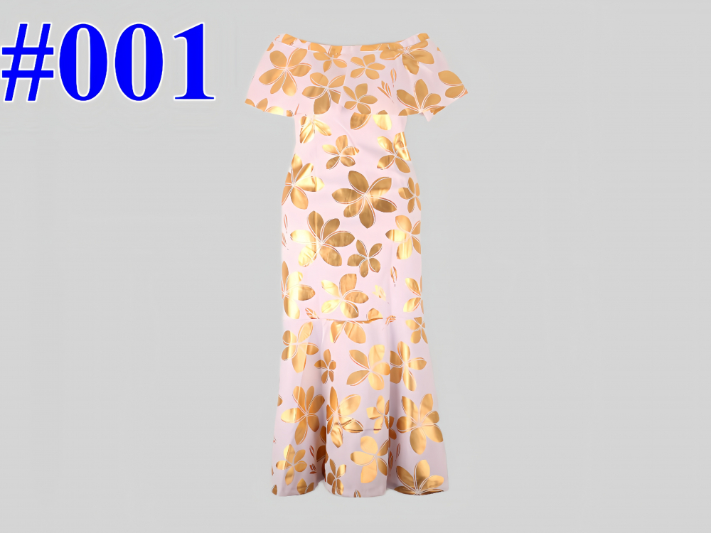 Longline Foil Print Off Shoulder Dress #2405