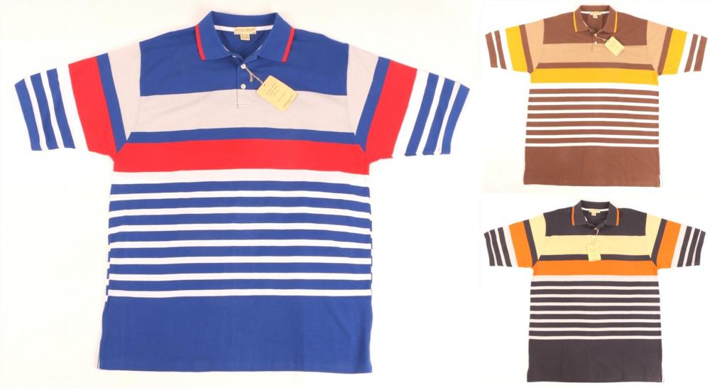 Mens Loose Fit Stripe Polo Shirt SS576